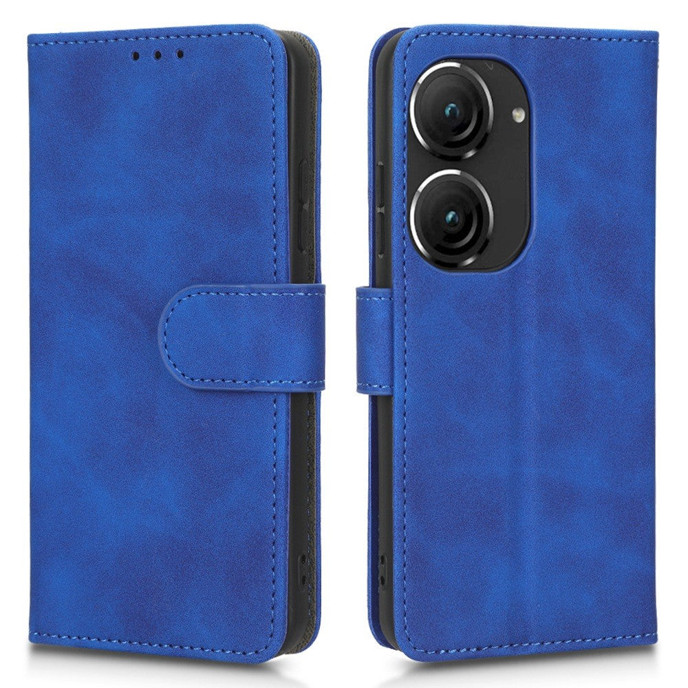 For Asus Zenfone 9 5G Skin-Touch Feeling Phone Wallet Stand Case PU Leather Magnetic Clasp Shockproof Cover