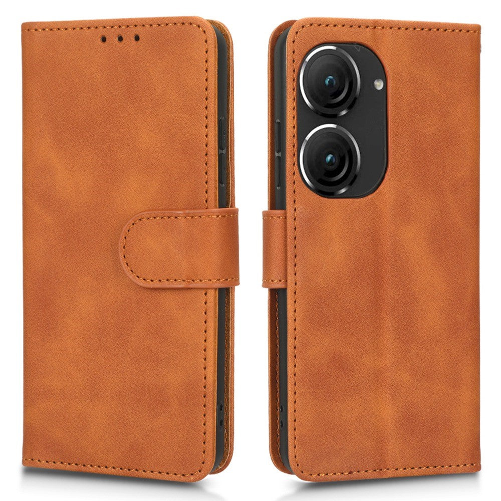 For Asus Zenfone 9 5G Skin-Touch Feeling Phone Wallet Stand Case PU Leather Magnetic Clasp Shockproof Cover