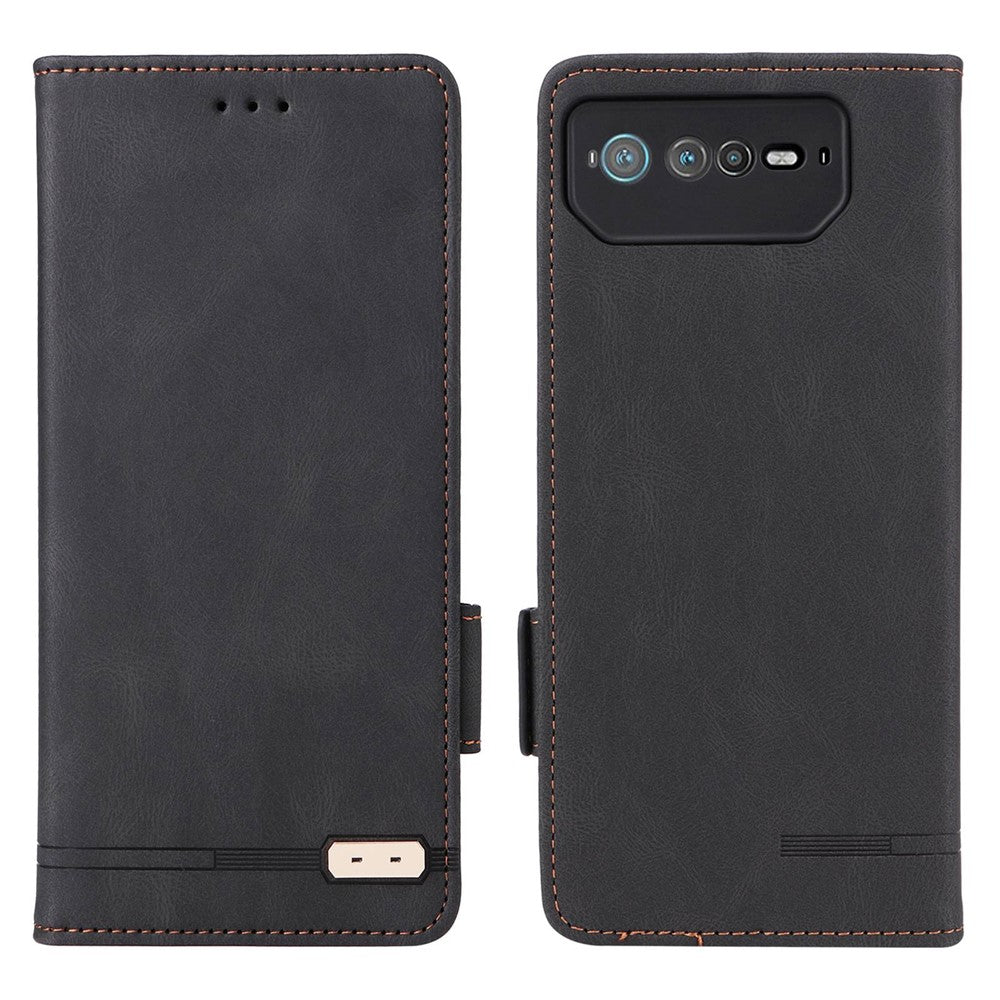 Hardware Decor Telefoncover til Asus ROG Phone 6 5G, Dobbelt Magnetlås PU Læder Anti-fald Pung Stander Cover