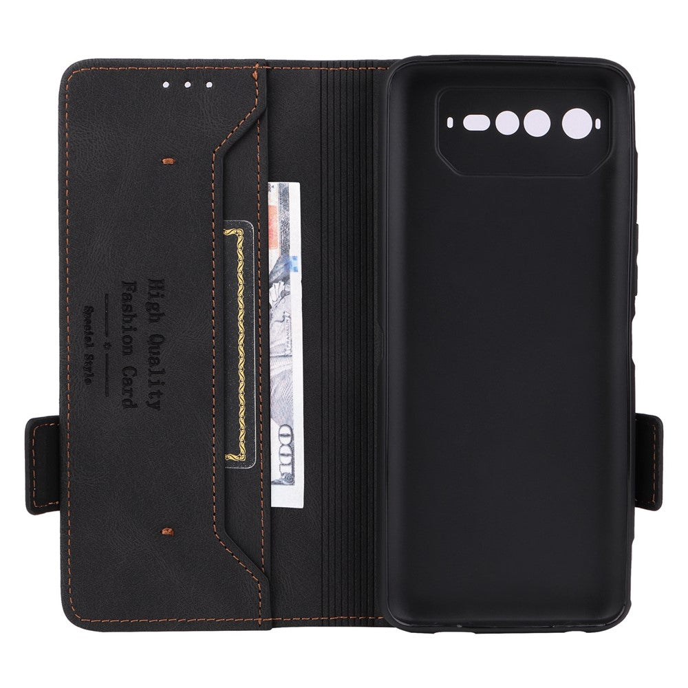 Hardware Decor Telefoncover til Asus ROG Phone 6 5G, Dobbelt Magnetlås PU Læder Anti-fald Pung Stander Cover