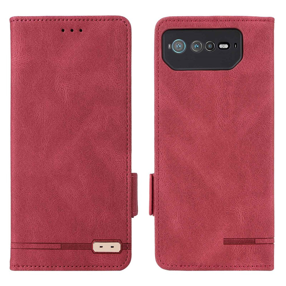 Hardware Decor Telefoncover til Asus ROG Phone 6 5G, Dobbelt Magnetlås PU Læder Anti-fald Pung Stander Cover