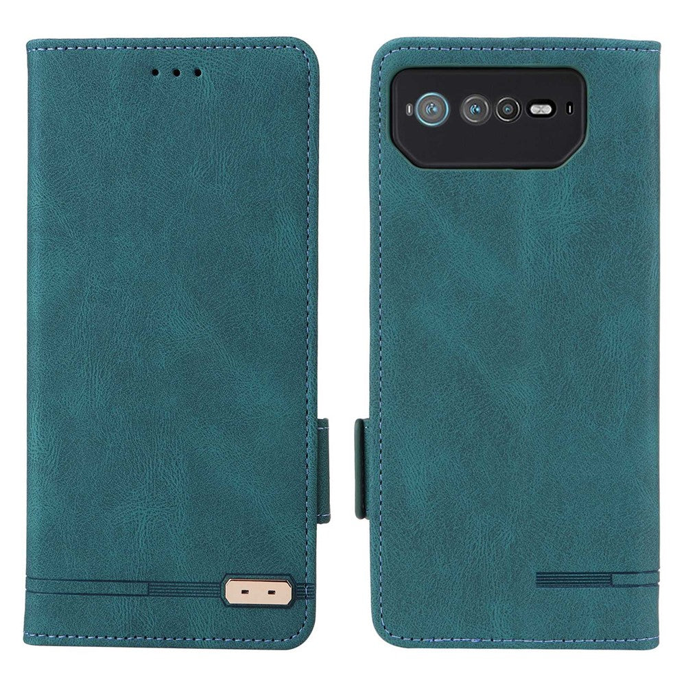 Hardware Decor Telefoncover til Asus ROG Phone 6 5G, Dobbelt Magnetlås PU Læder Anti-fald Pung Stander Cover