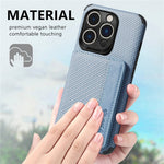 For iPhone 14 Pro Max 6.7 inch Carbon Fiber Texture RFID Blocking Wallet Design Phone Case Leather Coated TPU Anti-scratch Magnetic Cover with Kickstand