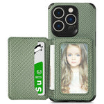 For iPhone 14 Pro Max 6.7 inch Carbon Fiber Texture RFID Blocking Wallet Design Phone Case Leather Coated TPU Anti-scratch Magnetic Cover with Kickstand