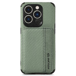 For iPhone 14 Pro Max 6.7 inch Carbon Fiber Texture RFID Blocking Wallet Design Phone Case Leather Coated TPU Anti-scratch Magnetic Cover with Kickstand