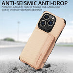 For iPhone 14 Pro Max 6.7 inch Carbon Fiber Texture RFID Blocking Wallet Design Phone Case Leather Coated TPU Anti-scratch Magnetic Cover with Kickstand