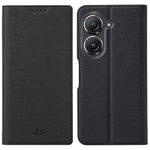 VILI DMX Series Phone Case for Asus Zenfone 9 5G, Full Protection PU Leather Phone Shell Stand Cover with Card Slot