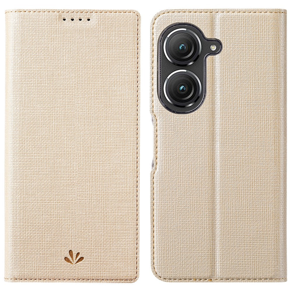 VILI DMX Series Phone Case for Asus Zenfone 9 5G, Full Protection PU Leather Phone Shell Stand Cover with Card Slot