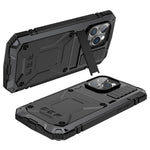 iPhone 14 Pro Max 6,7 tommer støvtæt, stænktæt og faldsikkert mobilcover af metal + silikone + PC med støtte, slidstærkt cover med hærdet glasfilm