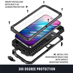 iPhone 14 Pro Max 6,7 tommer støvtæt, stænktæt og faldsikkert mobilcover af metal + silikone + PC med støtte, slidstærkt cover med hærdet glasfilm
