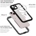 REDPEPPER Dot+ Series for iPhone 14 6.1 inch Compatible with MagSafe Wireless Charging Fall Proof Phone Cover IP68 Waterproof IP6X Dustproof Transparent Back Hybrid Phone Case