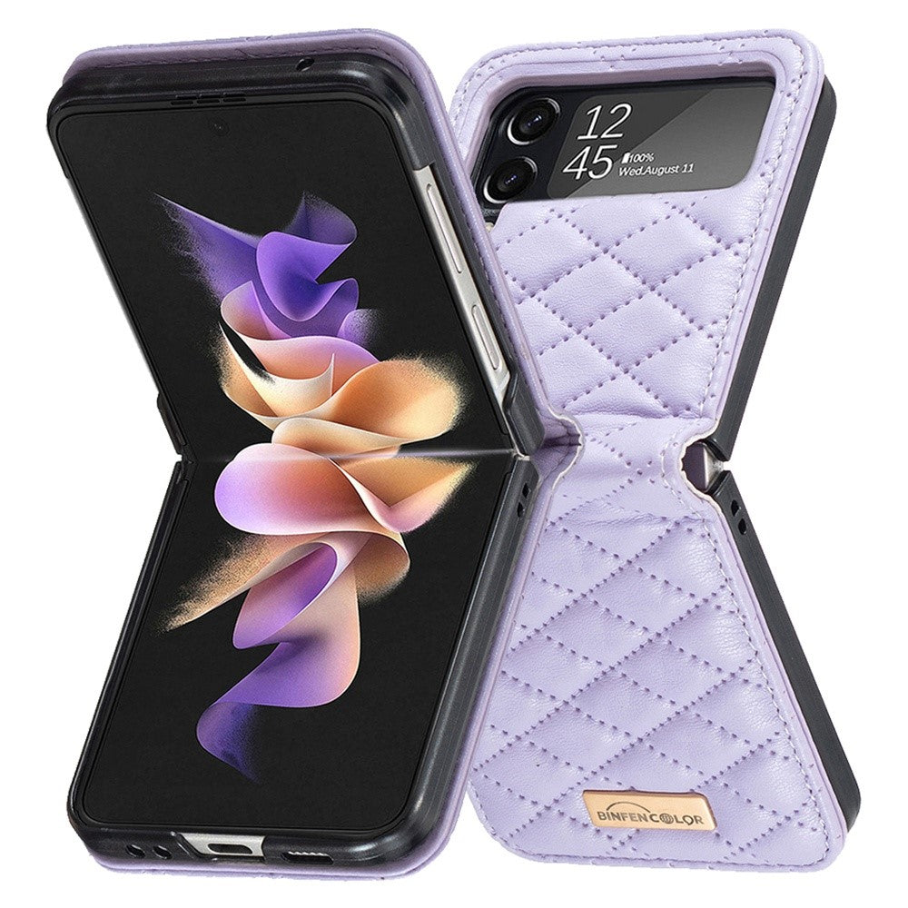 BINFEN COLOR Phone Case for Samsung Galaxy Z Flip4 5G, Imprinted Rhombus Pattern Protective Phone Cover