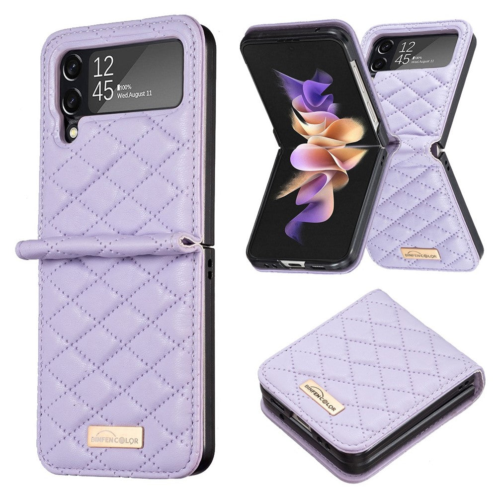 BINFEN COLOR Phone Case for Samsung Galaxy Z Flip4 5G, Imprinted Rhombus Pattern Protective Phone Cover