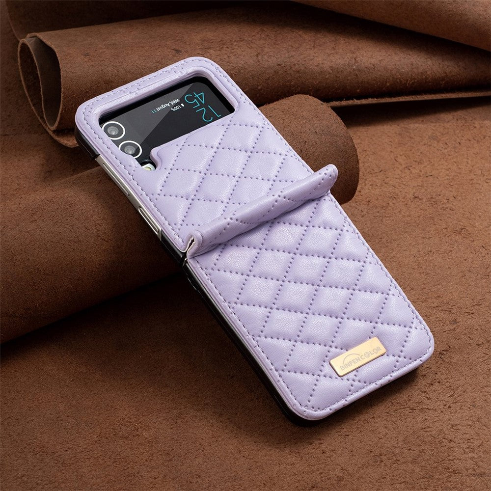 BINFEN COLOR Phone Case for Samsung Galaxy Z Flip4 5G, Imprinted Rhombus Pattern Protective Phone Cover