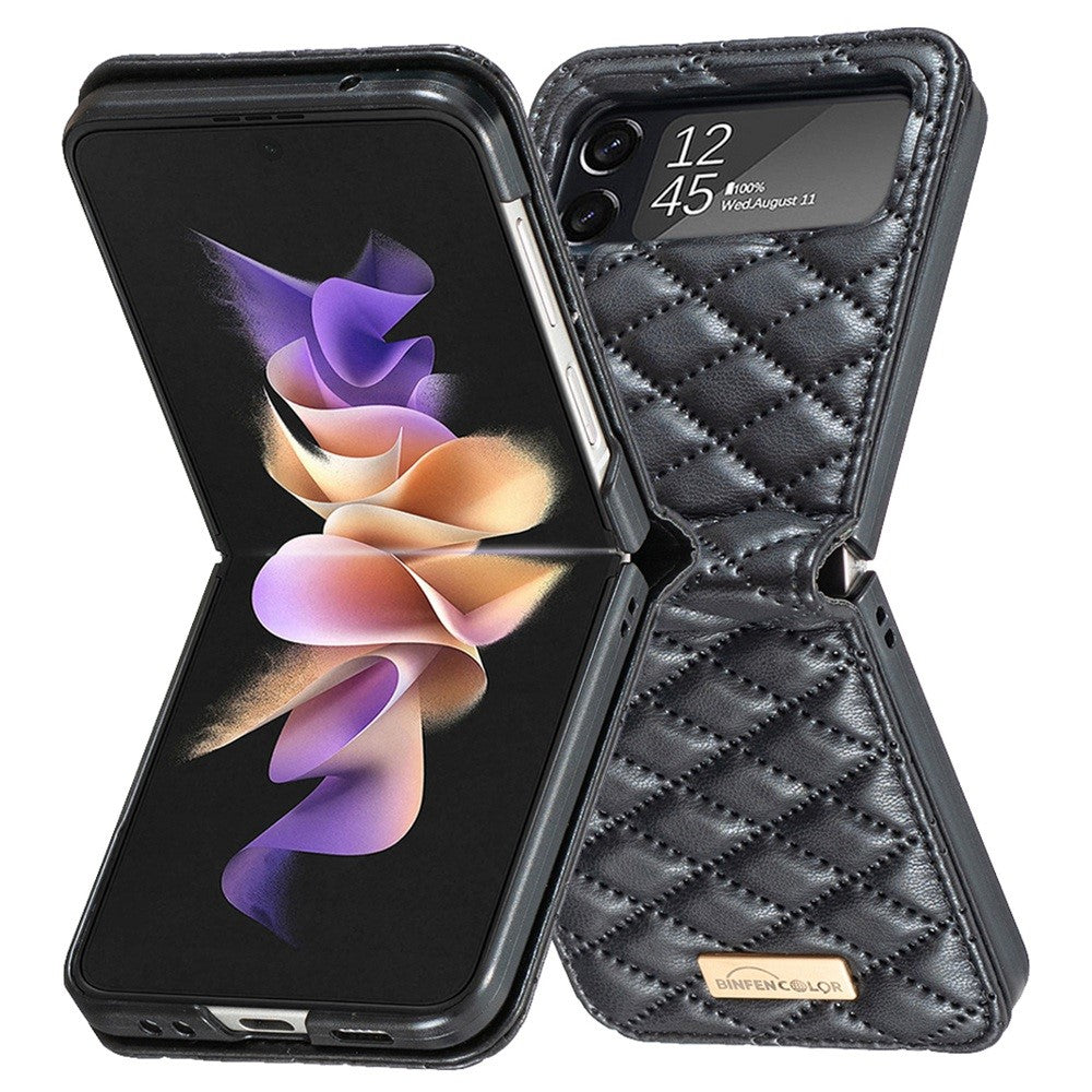 BINFEN COLOR Phone Case for Samsung Galaxy Z Flip4 5G, Imprinted Rhombus Pattern Protective Phone Cover