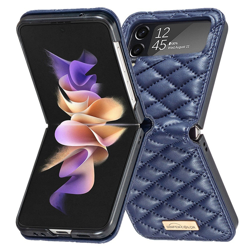 BINFEN COLOR Phone Case for Samsung Galaxy Z Flip4 5G, Imprinted Rhombus Pattern Protective Phone Cover