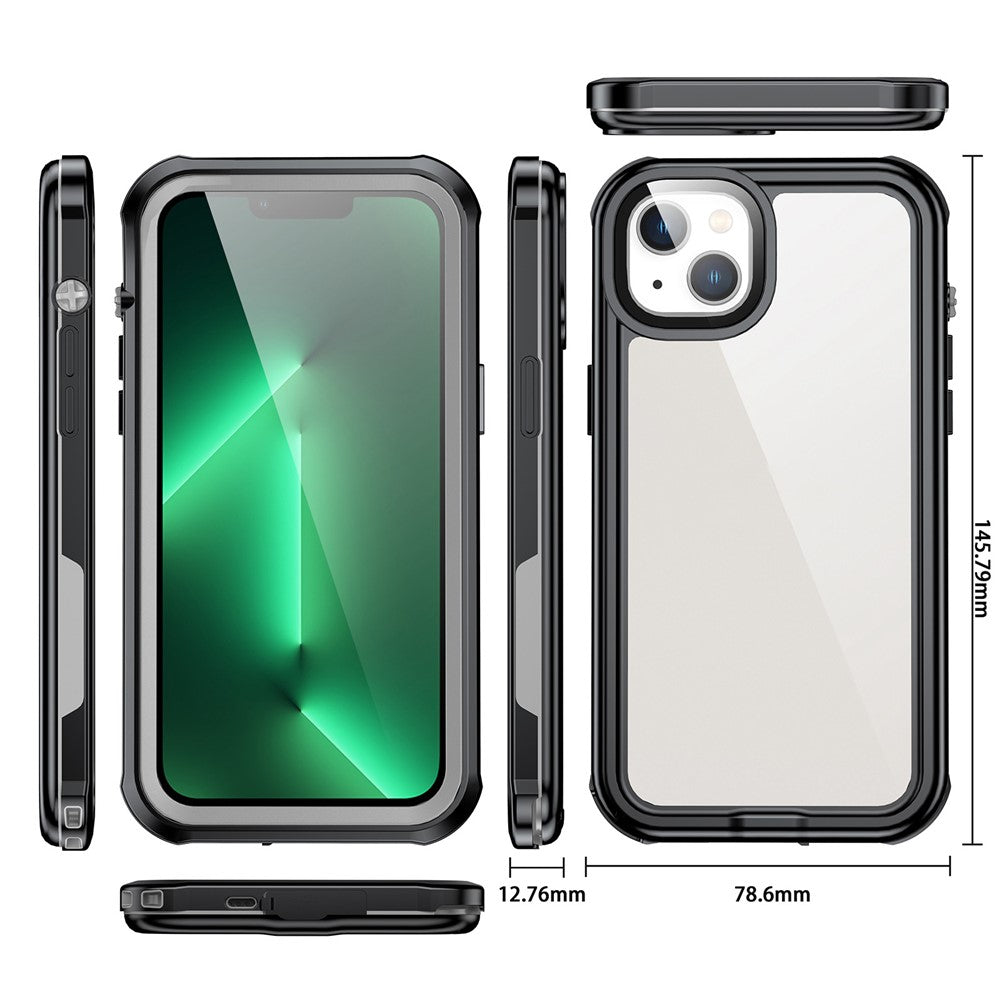 For iPhone 14 6.1 inch Transparent IP68 Waterproof Phone Case Drop-proof Full Protection Mobile Phone Cover