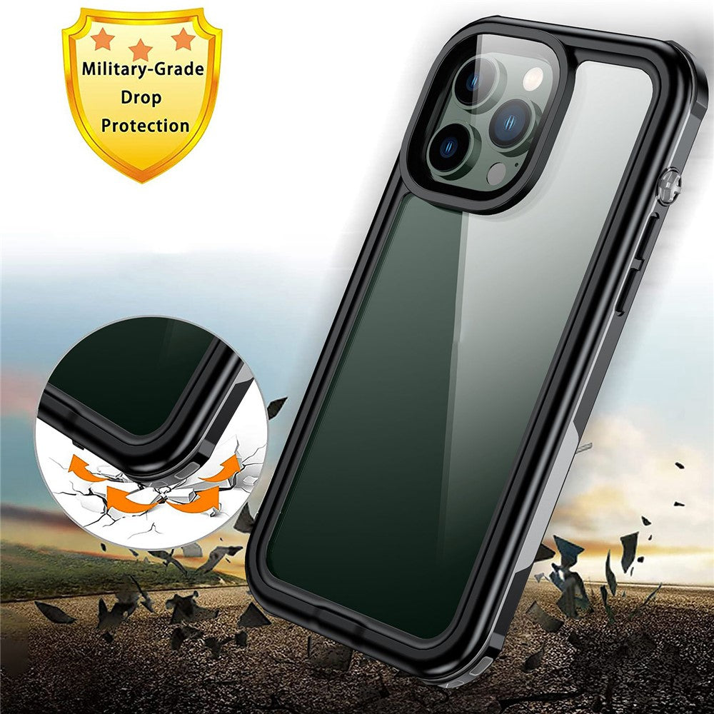 IP68 Vandtæt Telefoncover Til iPhone 14 Pro Max 6.7 tommer, Transparent Berøringsfølsomt PC+Neopren Beskyttende Anti-ridse Bagcover