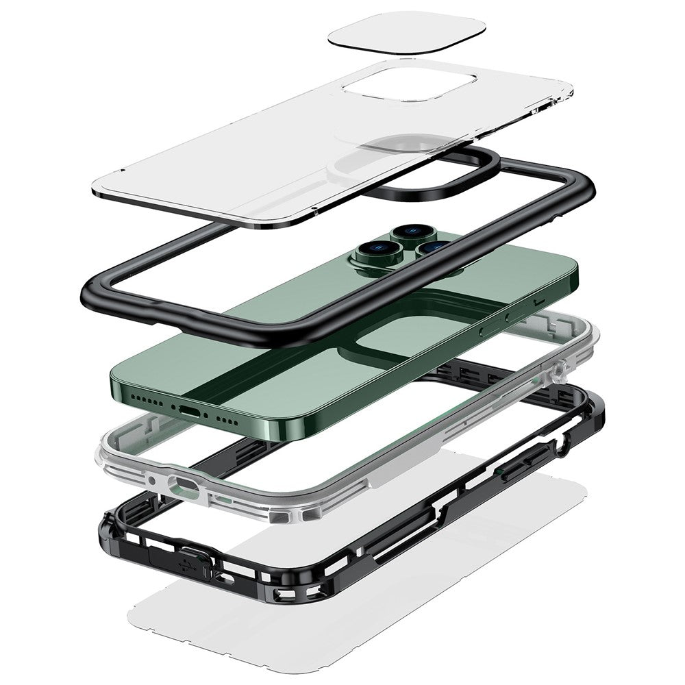 IP68 Vandtæt Telefoncover Til iPhone 14 Pro Max 6.7 tommer, Transparent Berøringsfølsomt PC+Neopren Beskyttende Anti-ridse Bagcover