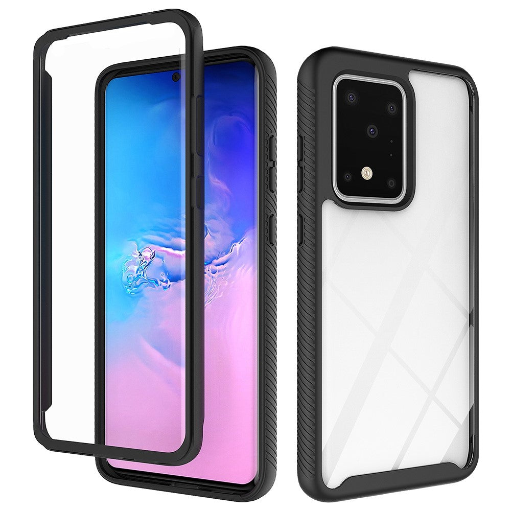 For Samsung Galaxy S20 Ultra Hard Acrylic + PC Clear Back Soft TPU Frame Case Anti-scratch Mobile Phone Cover