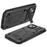 R-JUST for iPhone 14 Plus Hybrid Phone Case Protective Drop-proof Back Cover Kickstand with Tempered Glass Film Screen Protector