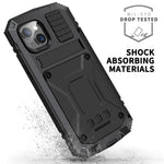 R-JUST for iPhone 14 Plus Hybrid Phone Case Protective Drop-proof Back Cover Kickstand with Tempered Glass Film Screen Protector