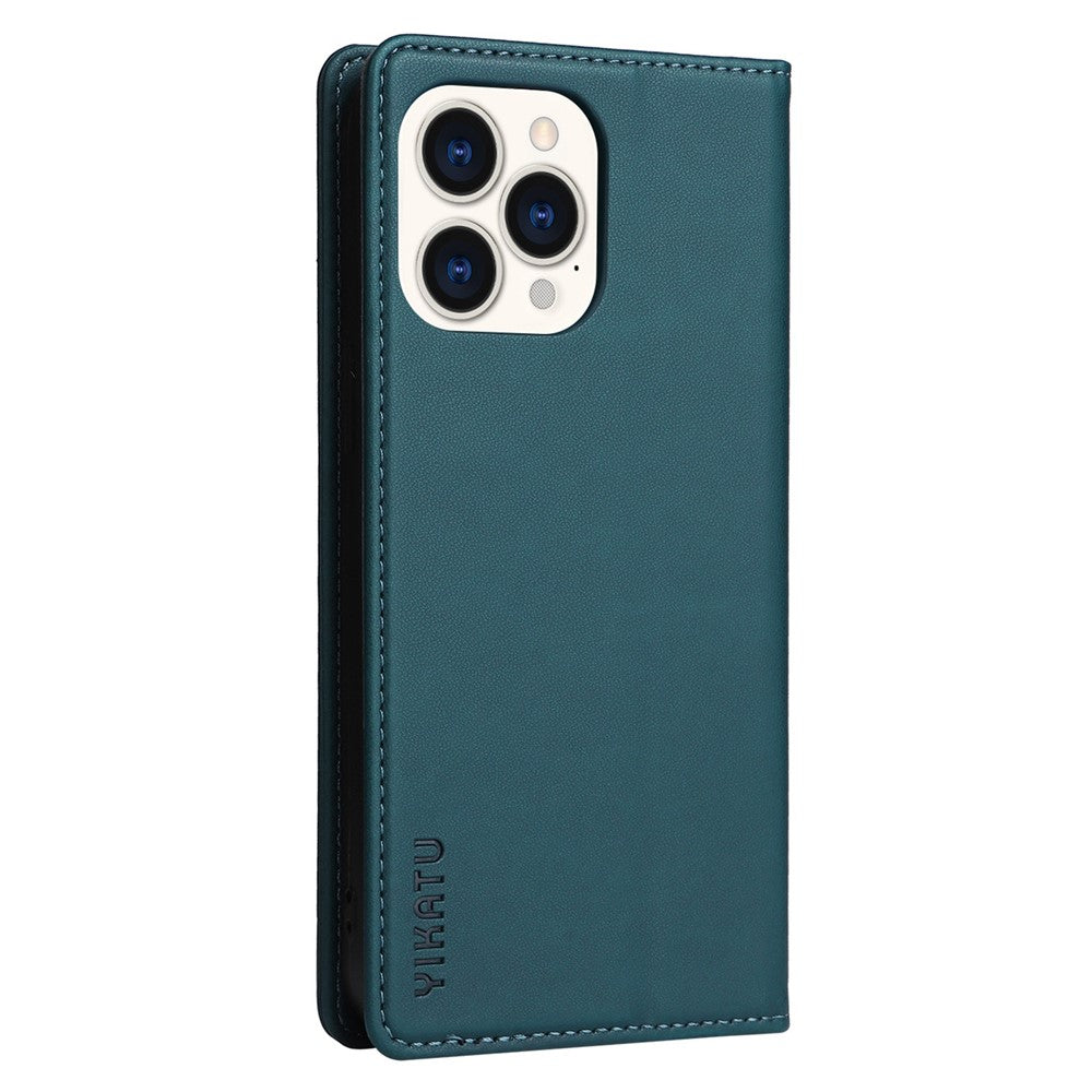 YIKATU Drop-proof Phone Cover For iPhone 14 Pro 6.1 inch, YK- 001 Scratch-resistant Magnetic Auto-absorbed PU Leather Flip Wallet Case Stand