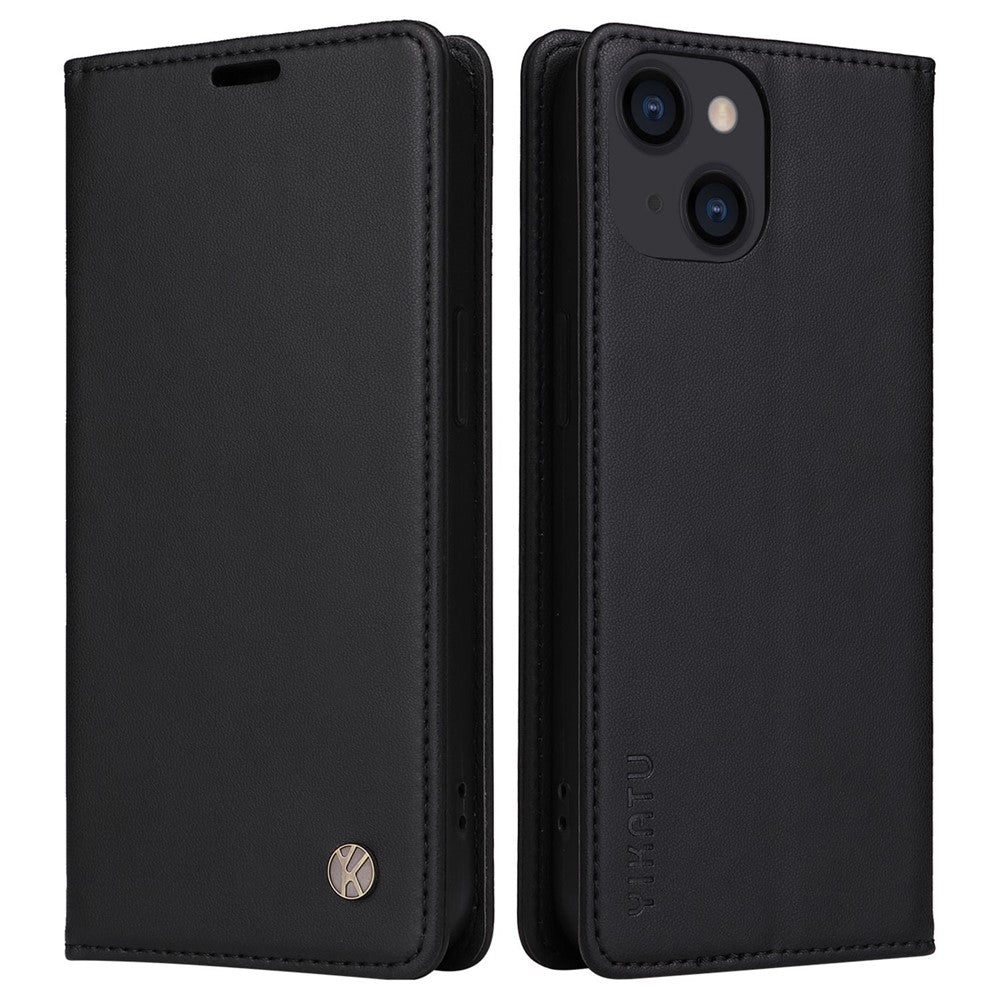 YIKATU Stødsikkert telefoncover til iPhone 14 6,1 tommer, YK-001 PU-læder flip-pung-etui med stativ og magnetisk autosugende telefoncover