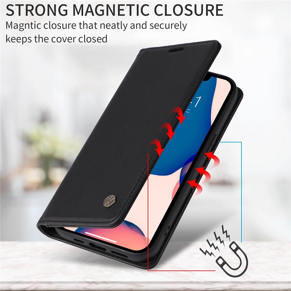 YIKATU Stødsikkert telefoncover til iPhone 14 6,1 tommer, YK-001 PU-læder flip-pung-etui med stativ og magnetisk autosugende telefoncover