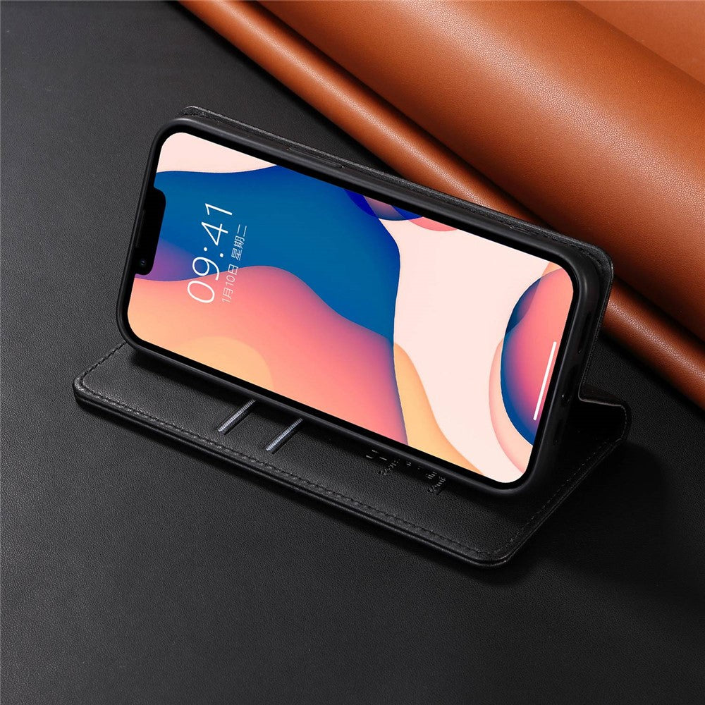 YIKATU Stødsikkert telefoncover til iPhone 14 6,1 tommer, YK-001 PU-læder flip-pung-etui med stativ og magnetisk autosugende telefoncover