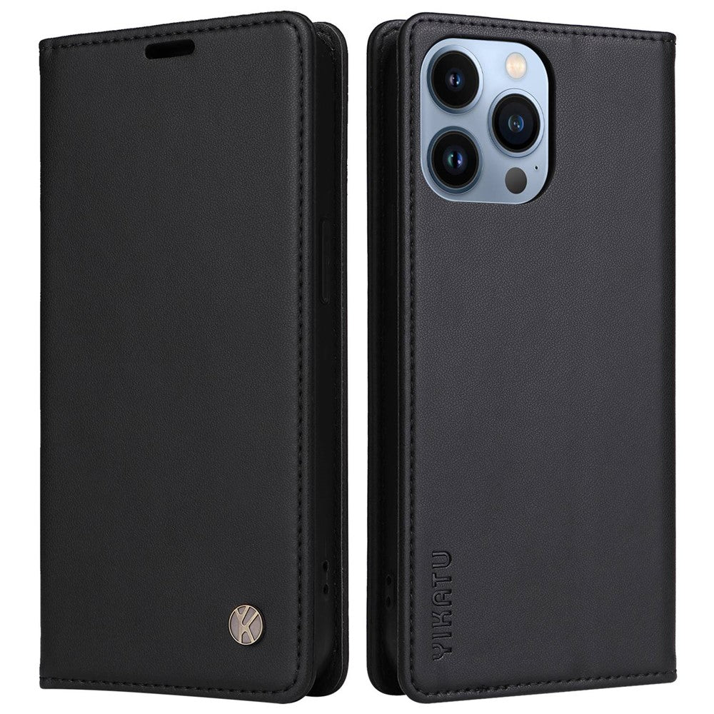 YIKATU for iPhone 13 Pro 6.1 inch YK-001 Anti-fall Phone Case Magnetic Auto-absorbed PU Leather Flip Wallet Stand Protective Phone Cover