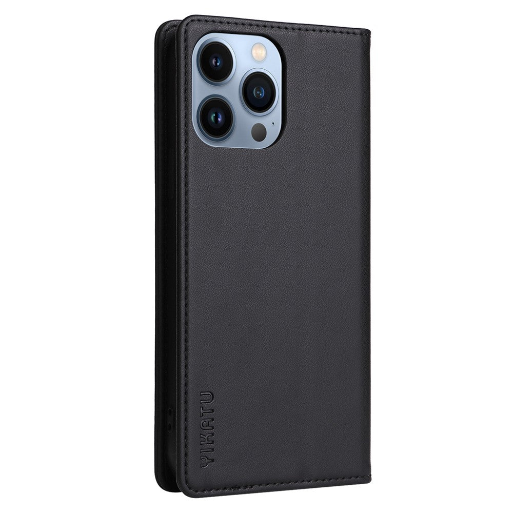 YIKATU for iPhone 13 Pro 6.1 inch YK-001 Anti-fall Phone Case Magnetic Auto-absorbed PU Leather Flip Wallet Stand Protective Phone Cover