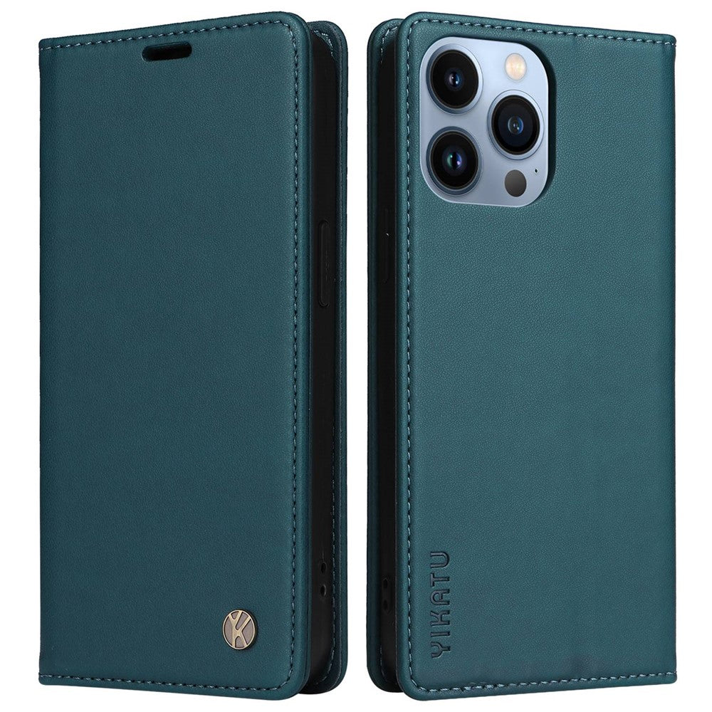 YIKATU for iPhone 13 Pro 6.1 inch YK-001 Anti-fall Phone Case Magnetic Auto-absorbed PU Leather Flip Wallet Stand Protective Phone Cover
