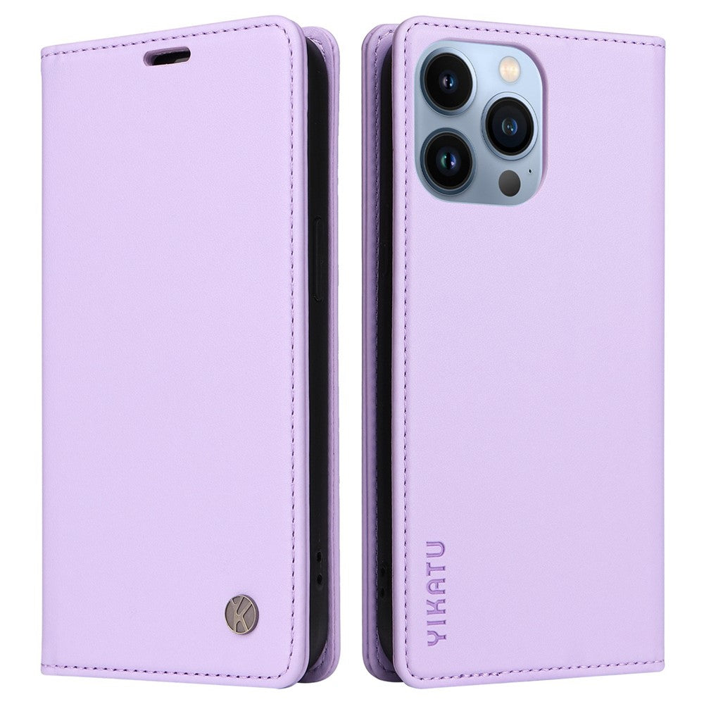 YIKATU for iPhone 13 Pro 6.1 inch YK-001 Anti-fall Phone Case Magnetic Auto-absorbed PU Leather Flip Wallet Stand Protective Phone Cover