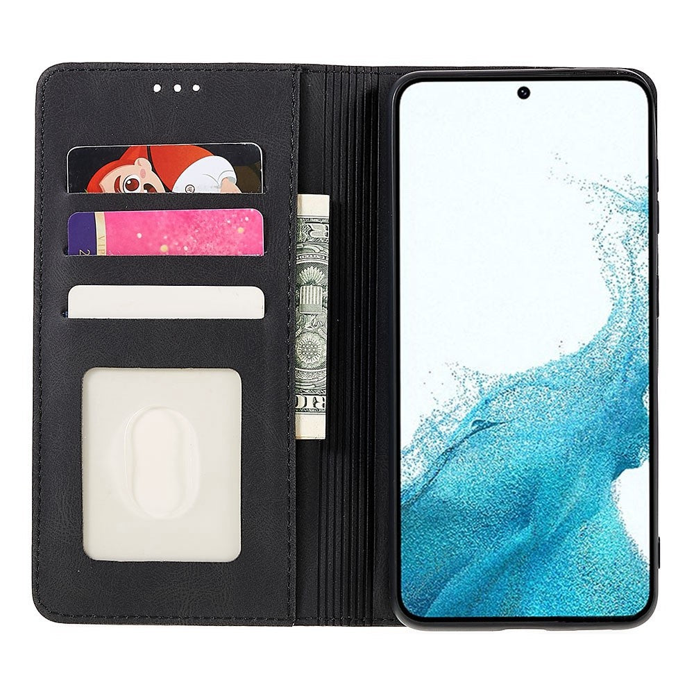 Samsung Galaxy S22+ 5G slidstærkt PU-læderetui med magnetisk foldestativ, pung og multifunktionelt etui