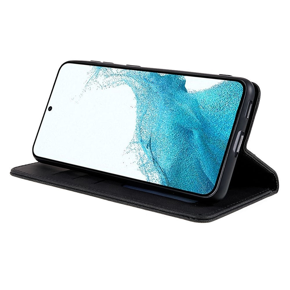 Samsung Galaxy S22+ 5G slidstærkt PU-læderetui med magnetisk foldestativ, pung og multifunktionelt etui