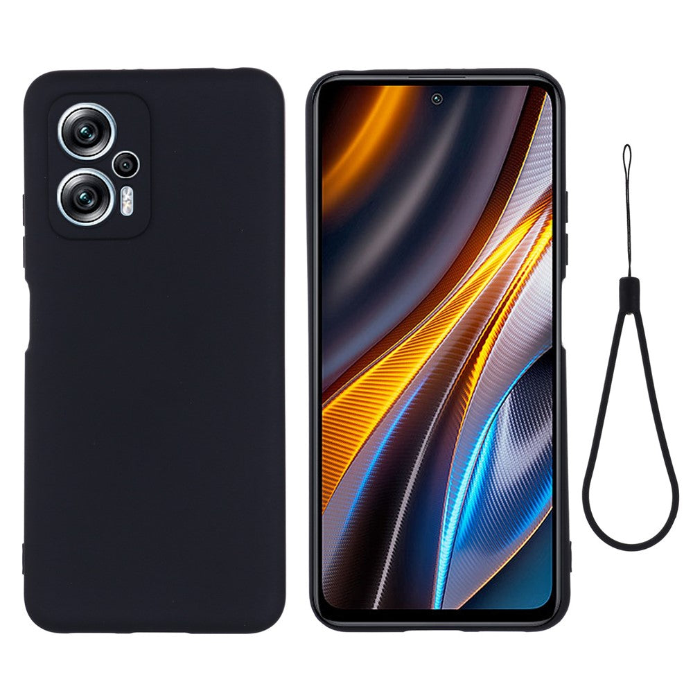 For Xiaomi Redmi Note 11T Pro 5G / Note 11T Pro+ 5G / Poco X4 GT 5G / Redmi K50i 5G Phone Case Shockproof Liquid Silicone Case Soft Microfiber Lining Anti-Fall Protective Cover with Strap