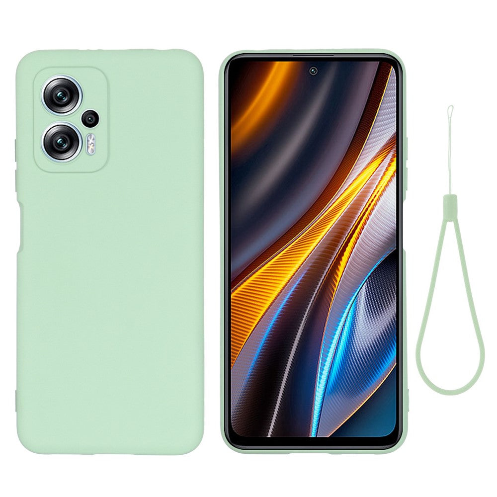 For Xiaomi Redmi Note 11T Pro 5G / Note 11T Pro+ 5G / Poco X4 GT 5G / Redmi K50i 5G Phone Case Shockproof Liquid Silicone Case Soft Microfiber Lining Anti-Fall Protective Cover with Strap