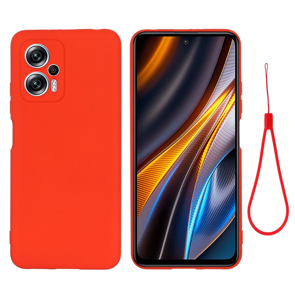 For Xiaomi Redmi Note 11T Pro 5G / Note 11T Pro+ 5G / Poco X4 GT 5G / Redmi K50i 5G Phone Case Shockproof Liquid Silicone Case Soft Microfiber Lining Anti-Fall Protective Cover with Strap