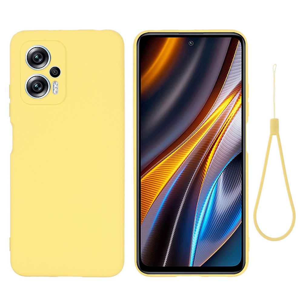 For Xiaomi Redmi Note 11T Pro 5G / Note 11T Pro+ 5G / Poco X4 GT 5G / Redmi K50i 5G Phone Case Shockproof Liquid Silicone Case Soft Microfiber Lining Anti-Fall Protective Cover with Strap