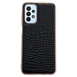 Gold Crocodile Series Galvaniseret Telefoncover til Samsung Galaxy A13 4G, Ægte Koskind Læder+TPU+PC Skal