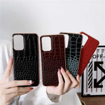 Gold Crocodile Series Galvaniseret Telefoncover til Samsung Galaxy A13 4G, Ægte Koskind Læder+TPU+PC Skal