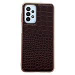 Gold Crocodile Series Galvaniseret Telefoncover til Samsung Galaxy A13 4G, Ægte Koskind Læder+TPU+PC Skal