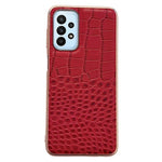Gold Crocodile Series Galvaniseret Telefoncover til Samsung Galaxy A13 4G, Ægte Koskind Læder+TPU+PC Skal