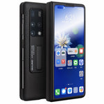 QIALINO For Huawei Mate X2 5G Smart Auto Wake Up  /  Sleep View Window Phone Case Genuine Cowhide Leather Anti-drop Phone Flip Cover with Hidden Kickstand