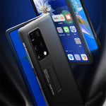 QIALINO For Huawei Mate X2 5G Smart Auto Wake Up  /  Sleep View Window Phone Case Genuine Cowhide Leather Anti-drop Phone Flip Cover with Hidden Kickstand