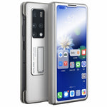 QIALINO For Huawei Mate X2 5G Smart Auto Wake Up  /  Sleep View Window Phone Case Genuine Cowhide Leather Anti-drop Phone Flip Cover with Hidden Kickstand