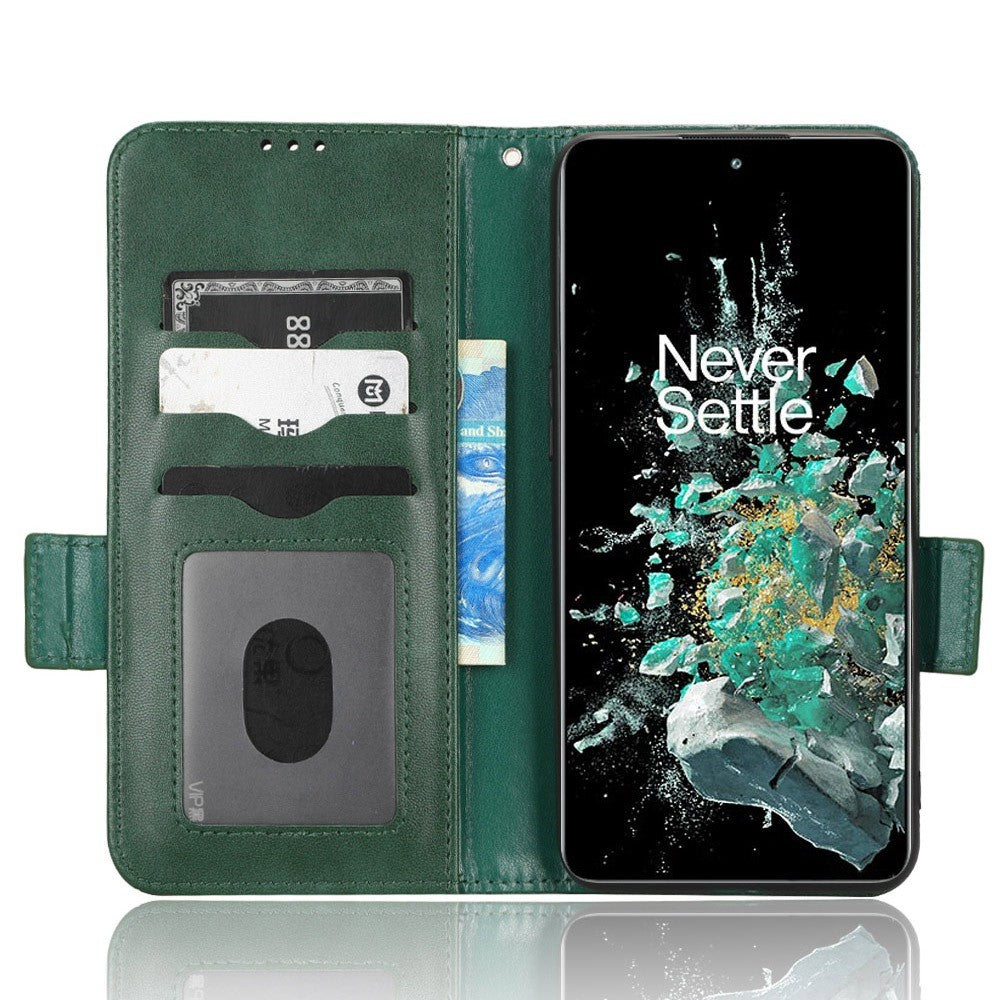 OnePlus 10T 5G / Ace Pro 5G-mobilcover med trekantmønster, præget, sammenfoldeligt stativ, ridsebestandigt PU-læder, pung-etui med rem