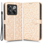 OnePlus 10T 5G / Ace Pro 5G Stoppsäkert plånboksfodral med stativ, prickigt mönster, präglat TPU+PU-läder, folio-flipfodral, skal