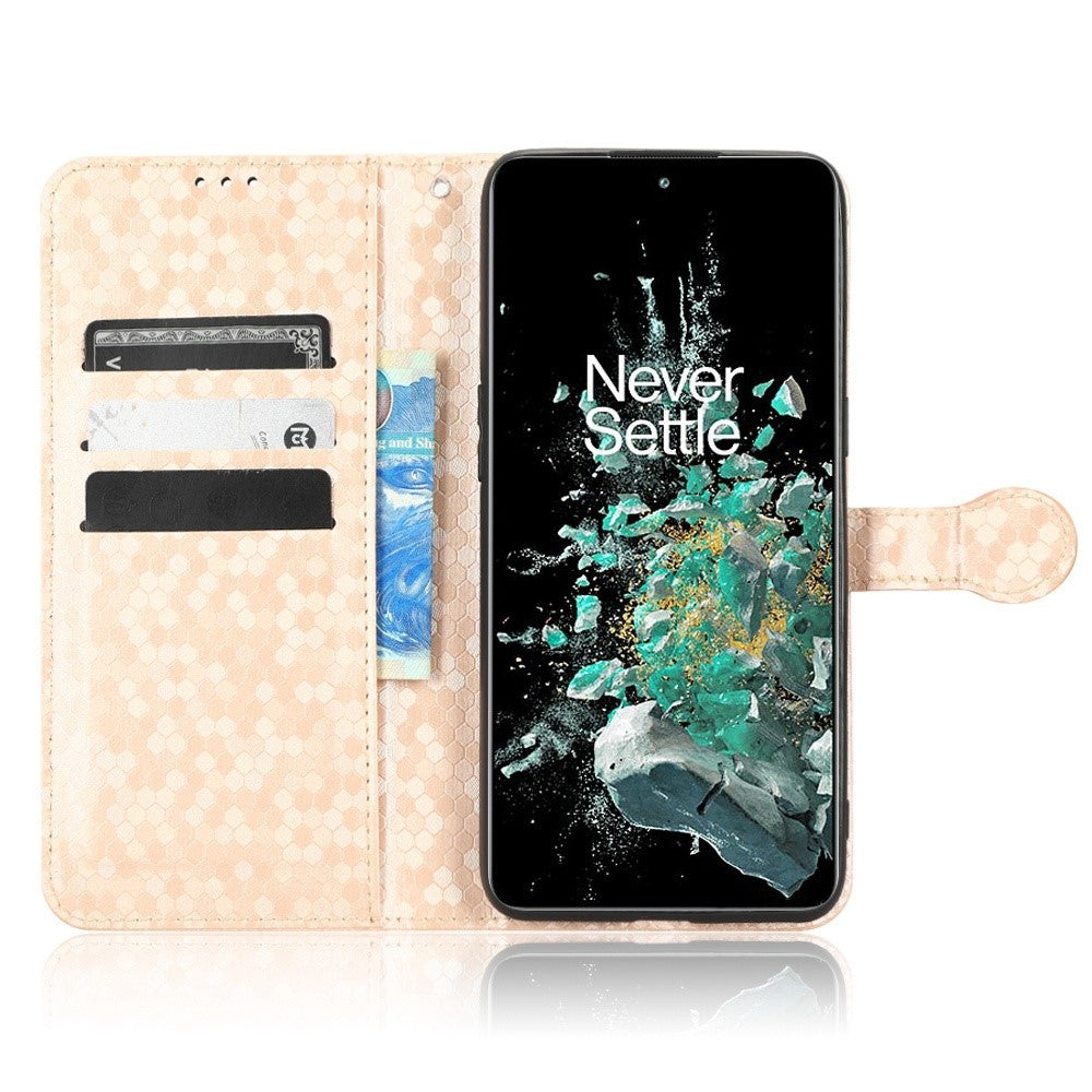 OnePlus 10T 5G / Ace Pro 5G Stoppsäkert plånboksfodral med stativ, prickigt mönster, präglat TPU+PU-läder, folio-flipfodral, skal